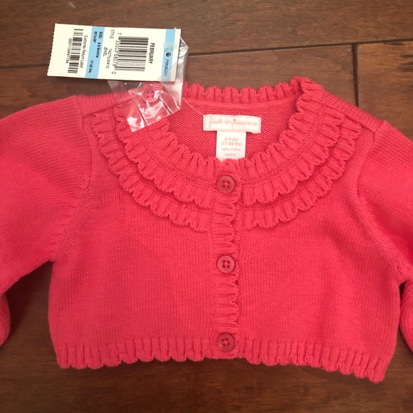 Cropped Pink Button Cardigan Size 6-9 months - Picture 2 of 3